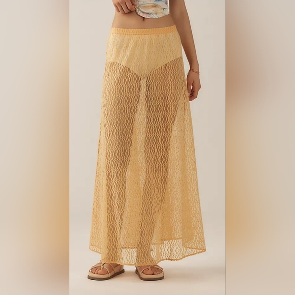 Anthropologie Dresses & Skirts - Anthropologie Yellow/Orange Lace Maxi Slip Skirt